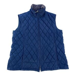 346 Brooks Brothers Diamond Quilted Navy Blue Full Zip Vest with Corduroy Collar